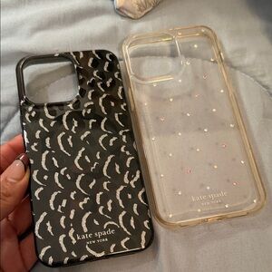 15 pro max Kate Spade Black Patterned and Gold Glitter iPhone Cases